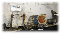 Restanten van de op 17 januari 1945 bij Twisk neergestorte Engelse bommenwerper Beaufighter NE 465.